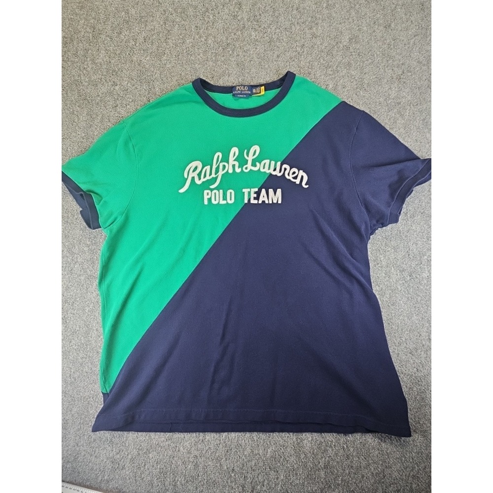 Ralph Lauren Mens XXL Green Navy Colorblock Polo Team Classic Fit Shirt 1501